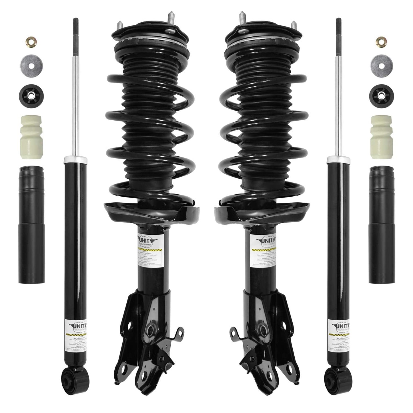 Unity 4-11815-253040-001 Front and Rear 4 Wheel Complete Strut Assembly with Gas Shock Kit