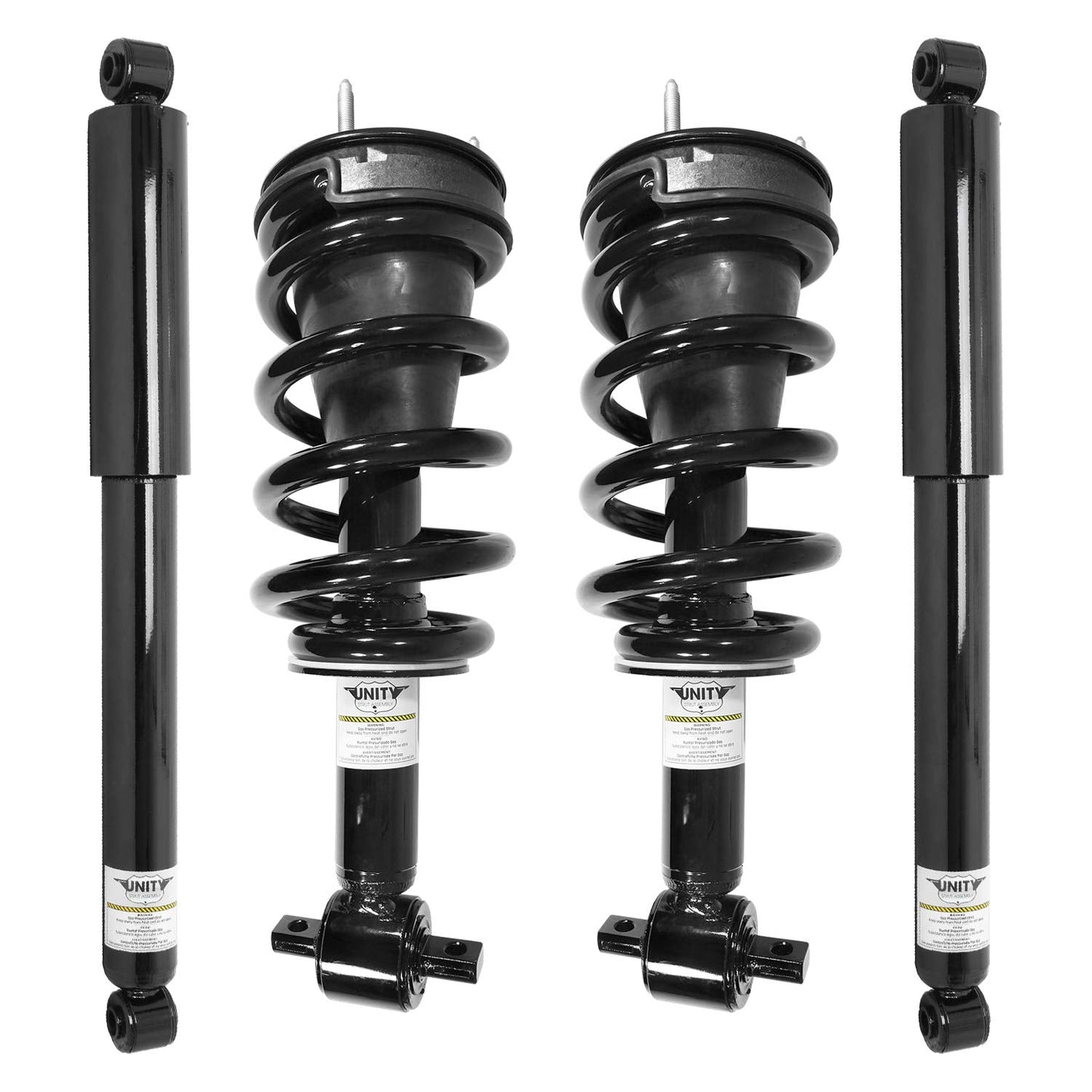 Unity 4-11590-251400-001 Front and Rear 4 Wheel Complete Strut Assembly with Gas Shock Kit