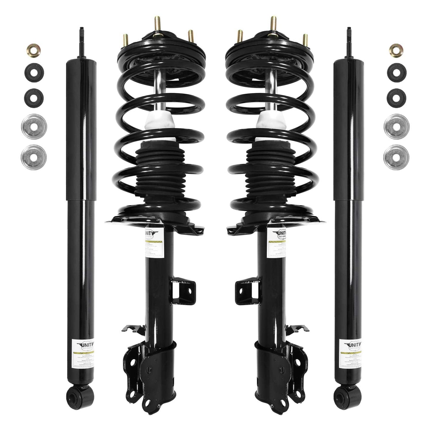 Unity 4-11621-252010-001 Front and Rear 4 Wheel Complete Strut Assembly with Gas Shock Kit