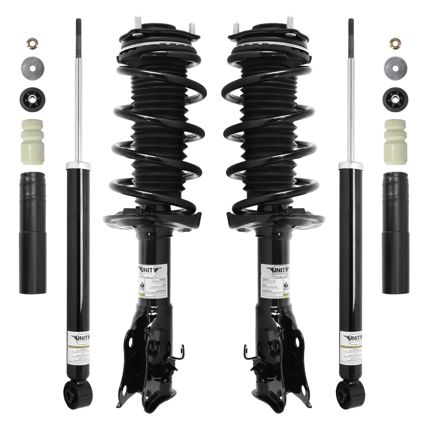 Unity 4-11813-253040-001 Front and Rear 4 Wheel Complete Strut Assembly with Gas Shock Kit